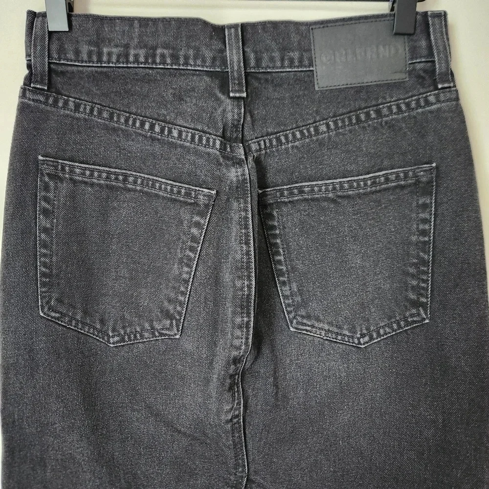 GRLFRND | The Amara Black Denim Pencil Skirt with Back Slit - Size 24/XS